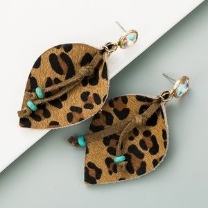 Leopard leather earrings